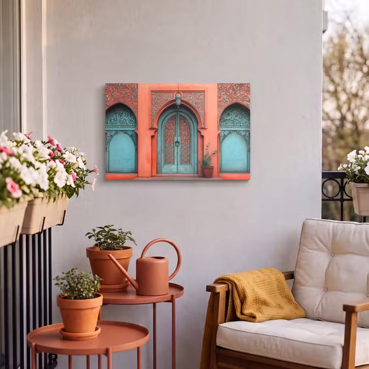 Buiten canvas - Lantaarn - Deur - Turquoise — 4