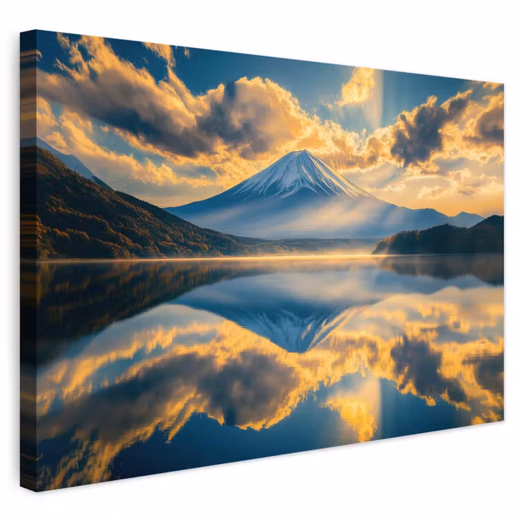 Buiten canvas - Berg - Rivier - Zonsondergang — 1