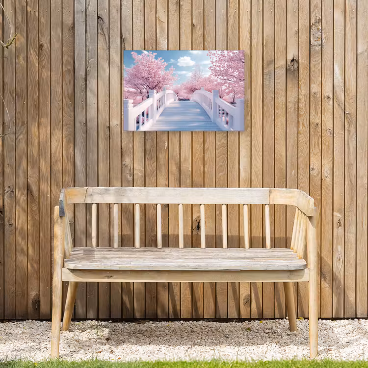 Buiten canvas - Brug - Kersenbomen - Wit — 3