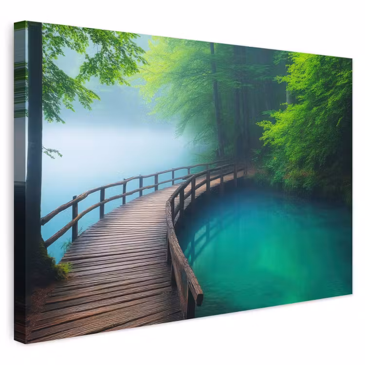 Buiten canvas - Brug - Water - Rivier - Bos — 1