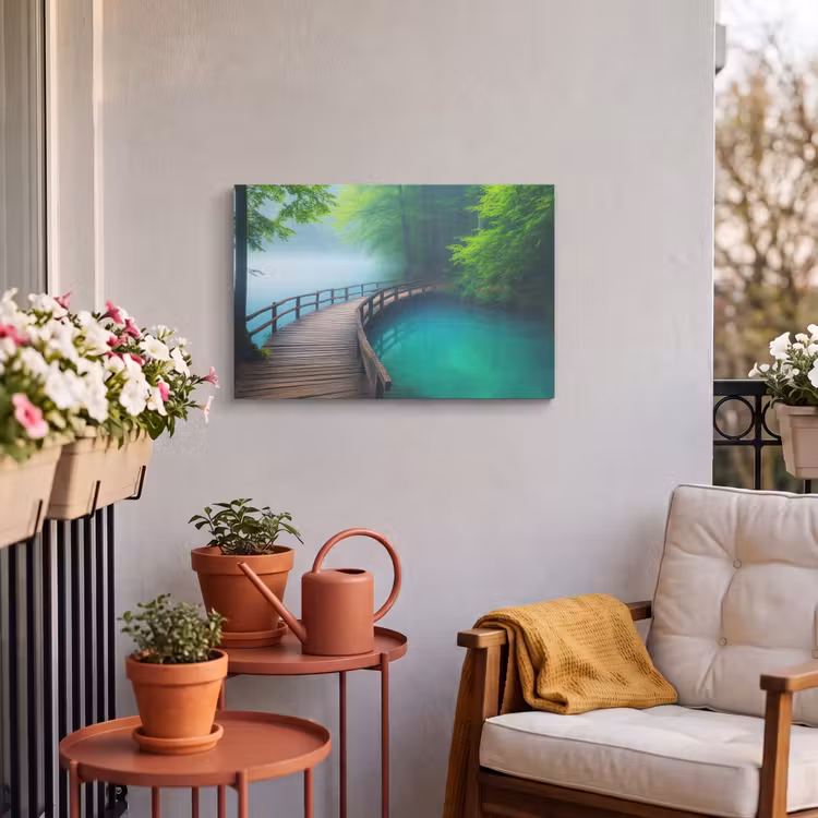 Buiten canvas - Brug - Water - Rivier - Bos — 4