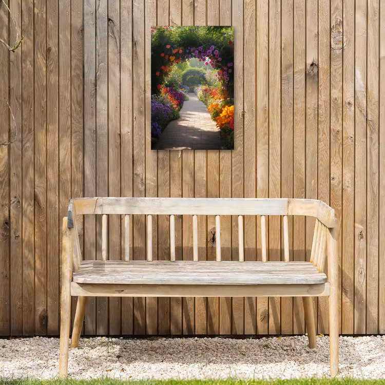 Buiten canvas - Doorkijk - Pad - Bloemen - Struik - Kleurrijk — 3