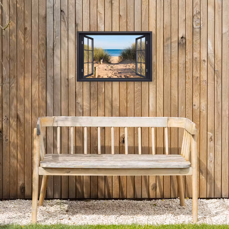 Buiten canvas - Doorkijk - Strand - Zee - Zand - Water - Helmgras - Duinen — 3