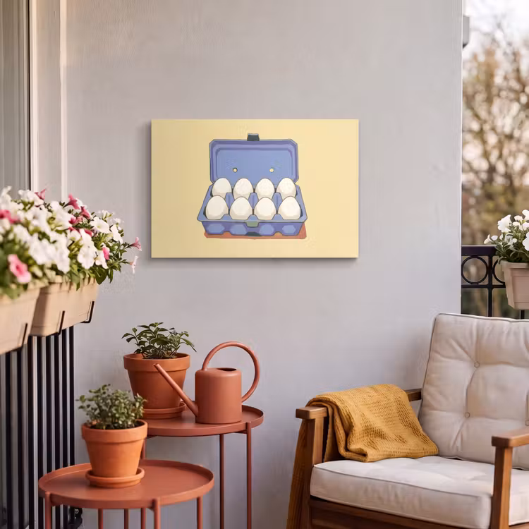 Buiten canvas - Eieren - Doos - Minimalistisch - Blauw — 4