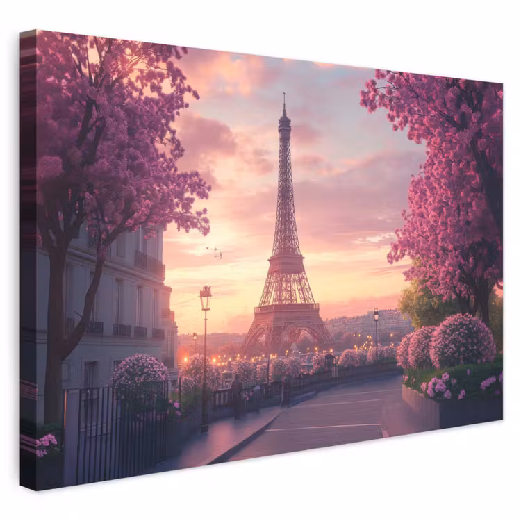 Buiten canvas - Eiffeltoren - Parijs - Roze — 1