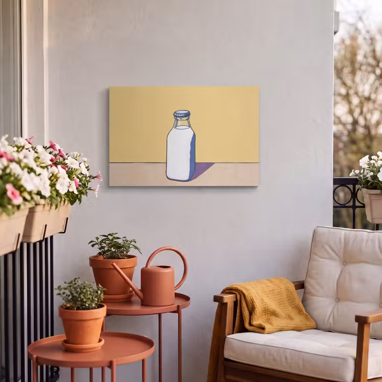 Buiten canvas - Glazen - Fles - Illustratie - Melk — 3