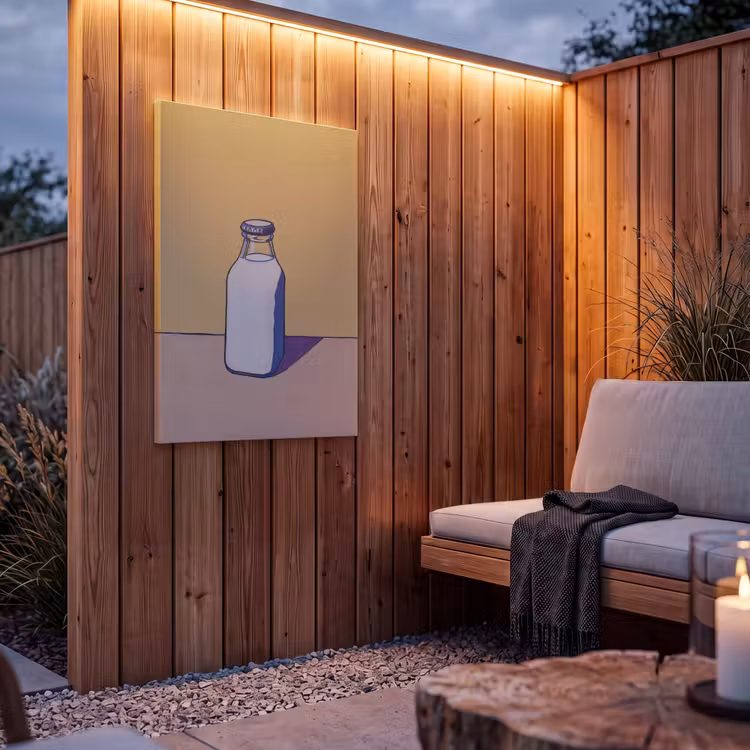 Buiten canvas - Glazen - Fles - Illustratie - Melk — 4