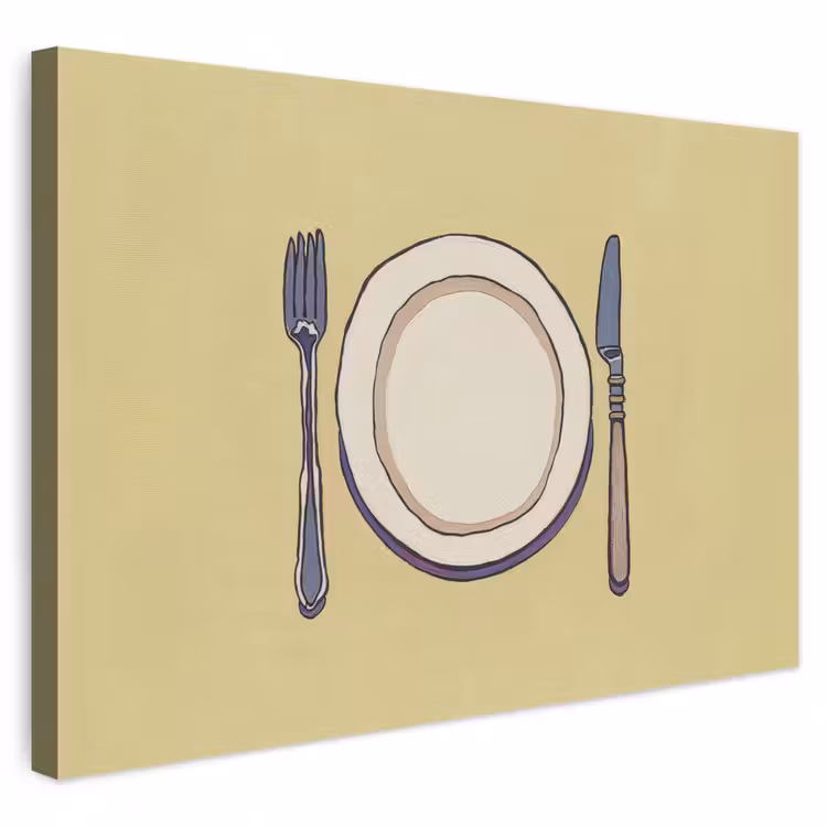 Buiten canvas - Illustratie - Bord - Bestek - Beige — 1