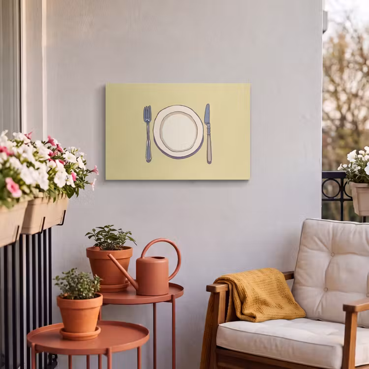 Buiten canvas - Illustratie - Bord - Bestek - Beige — 4