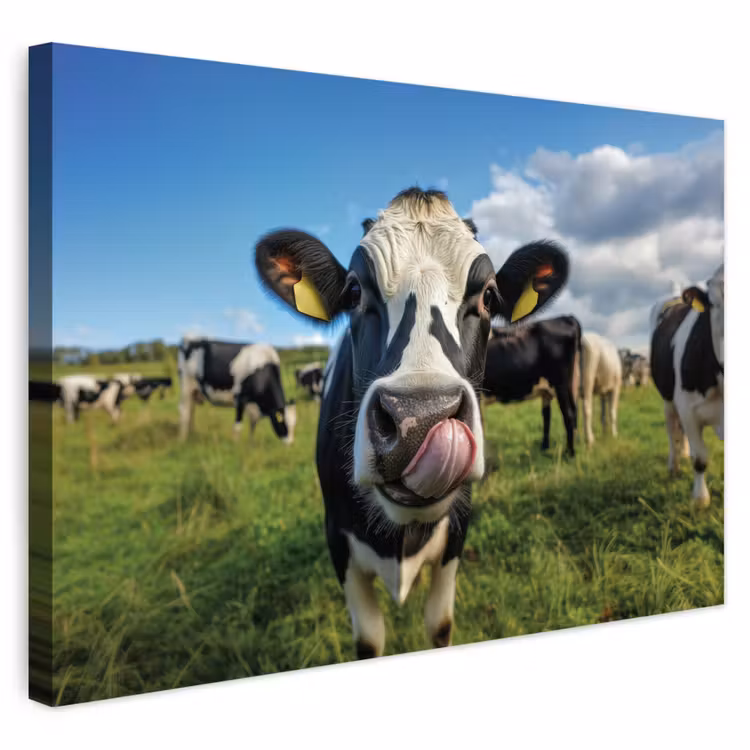Buiten canvas - Koe - Tong - Weide — 1
