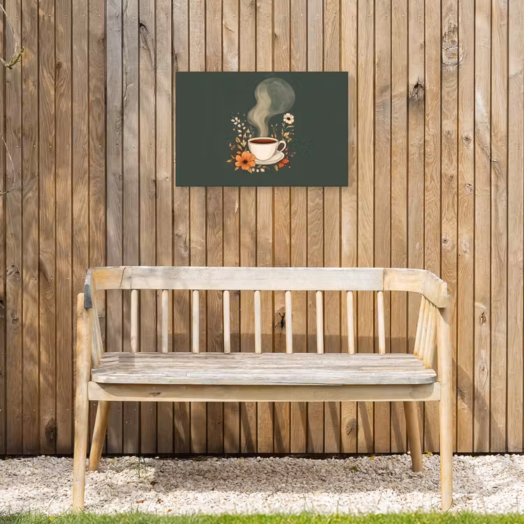 Buiten canvas - Kop - Bloemen - Groen - Koffie — 3