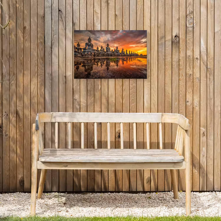 Buiten canvas - Boeddha beelden - Zonsondergang - Water - Boeddhisme — 3