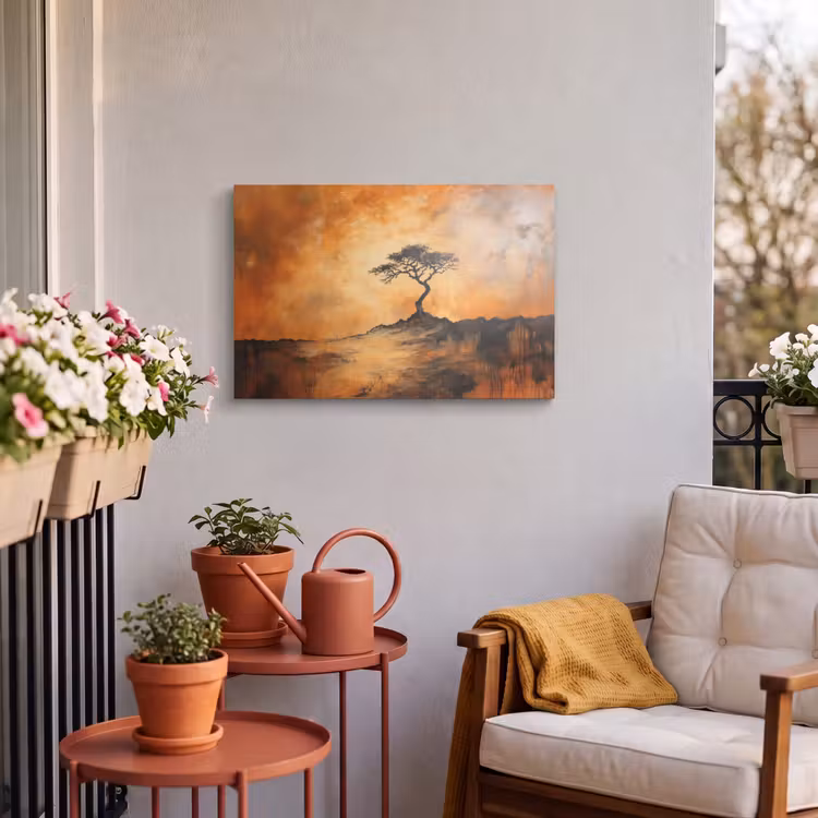 Buiten canvas - Boom - Landschap - Oranje — 4