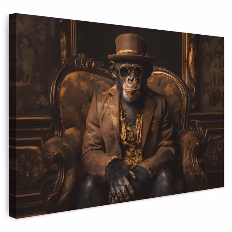 Buiten canvas - Chimpansee - Stoel - Pak - Bruin — 1