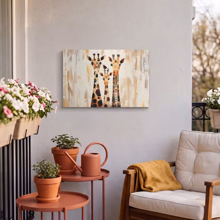 Buiten canvas - Giraffen - Cartoon - Crème — 4