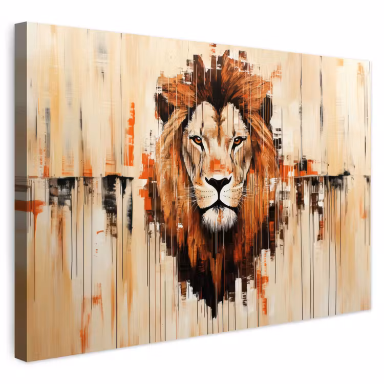 Buiten canvas - Leeuwenkop - Lijnen - Crème — 1