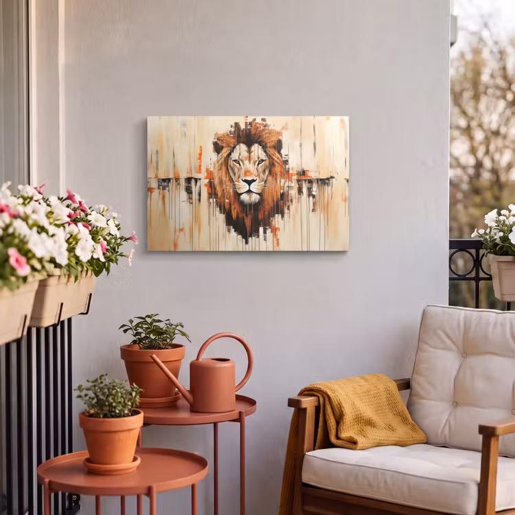 Buiten canvas - Leeuwenkop - Lijnen - Crème — 3
