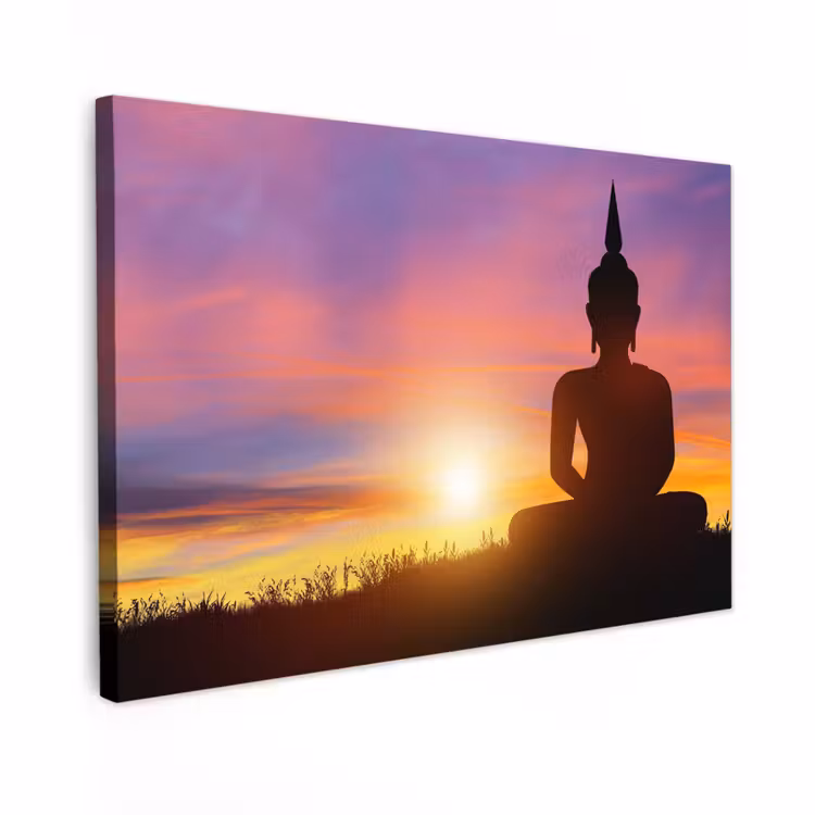Buiten canvas - Boeddha silhouet bij zonsopgang — 1