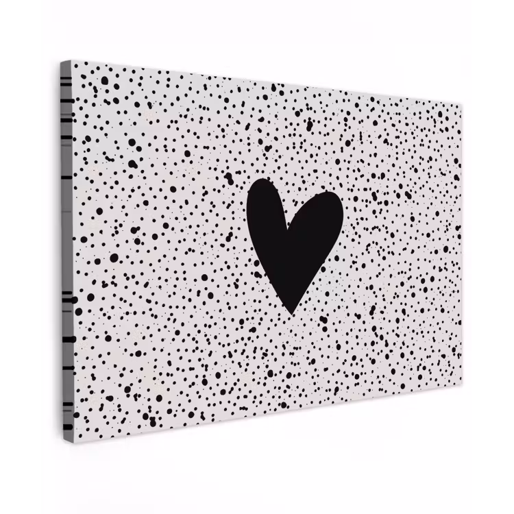 Buiten canvas - Hartje - Stippen - Beige — 1