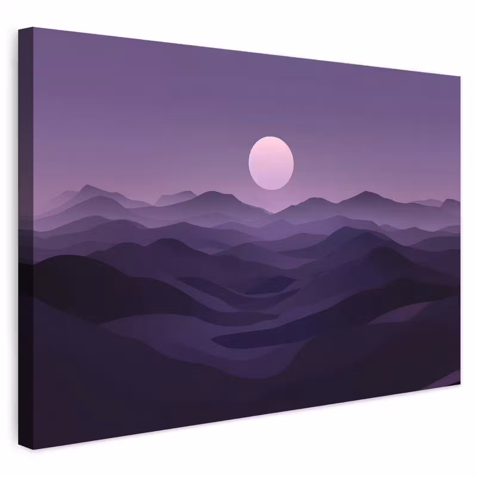 Buiten canvas - Heuvels - Paars - Mist - Zon — 1