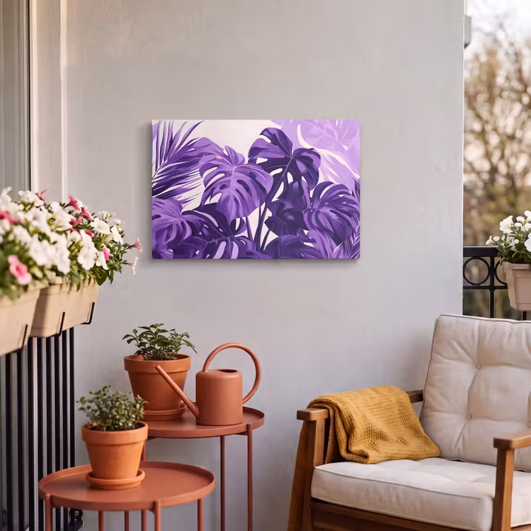 Buiten canvas - Bladeren - Paars - Tropisch - Abstract — 4