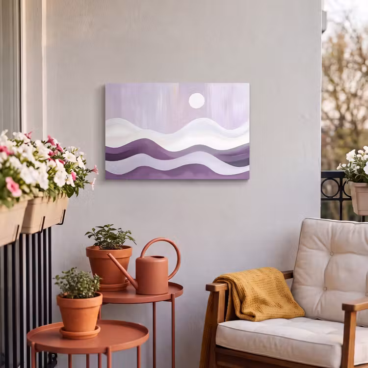 Buiten canvas - Golven - Heuvels - Abstract - Paars — 4