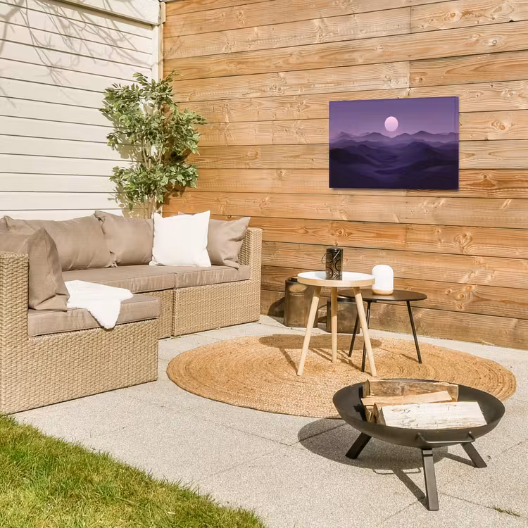 Buiten canvas - Heuvels - Paars - Mist - Zon — 5