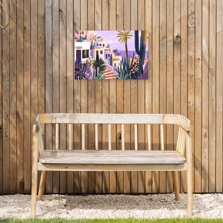 Buiten canvas - Huizen - Minimalistisch - Palmbomen - Kust — 3