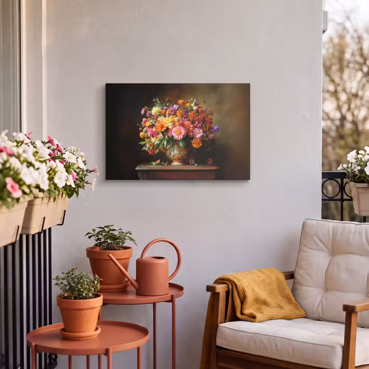 Buiten canvas - Kleuren - Boeket - Vaas - Hout — 4