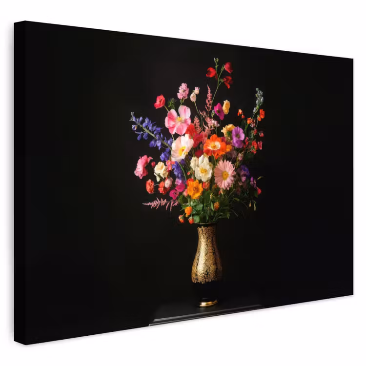 Buiten canvas - Kleurrijk - Boeket - Vaas - Goud — 1