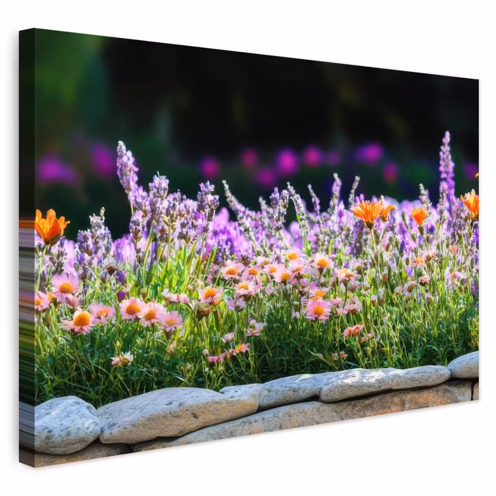 Buiten canvas - Bloemen - Steenrand - Kleurrijk — 1