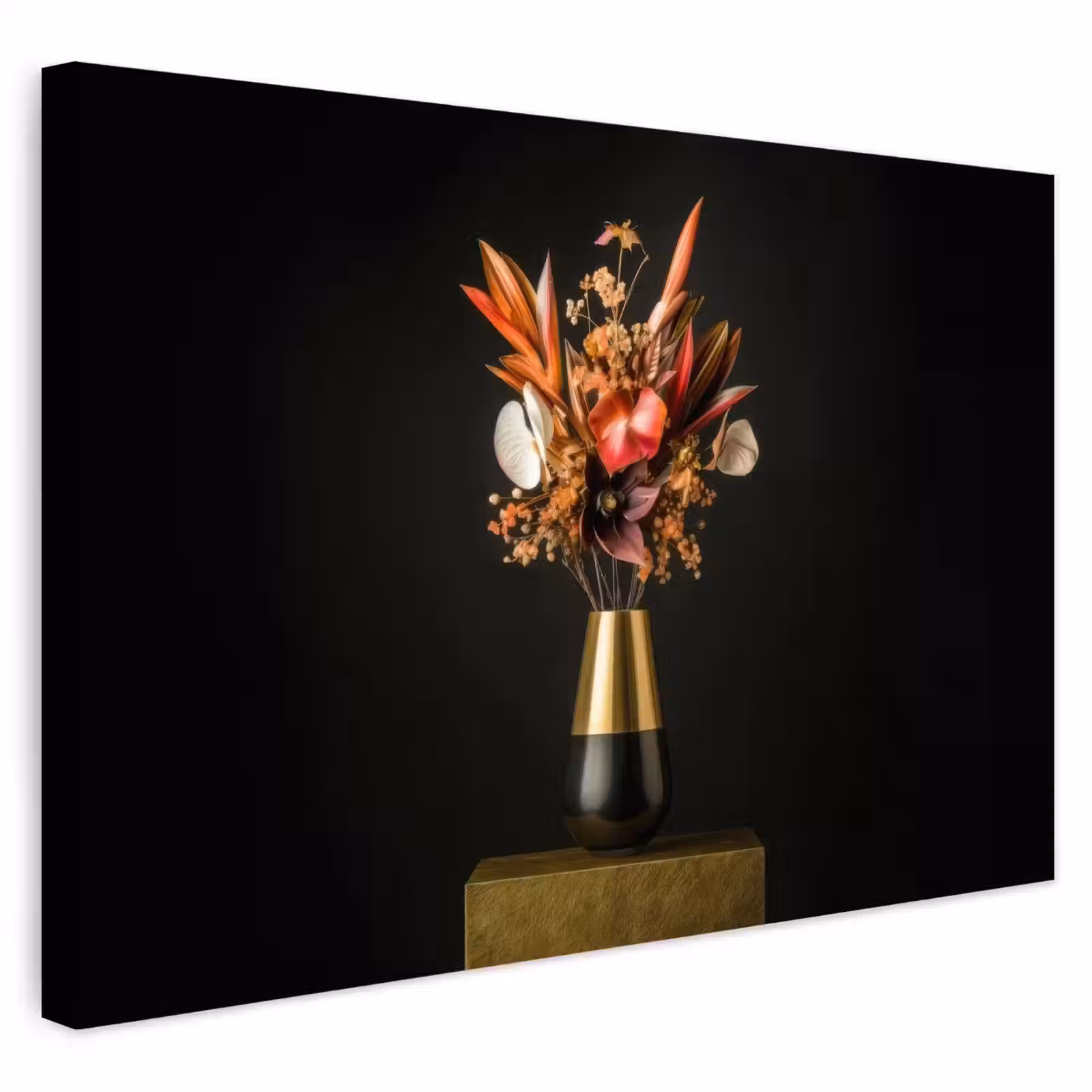 Buiten canvas - Exotisch - Boeket - Vaas - Goud — 1