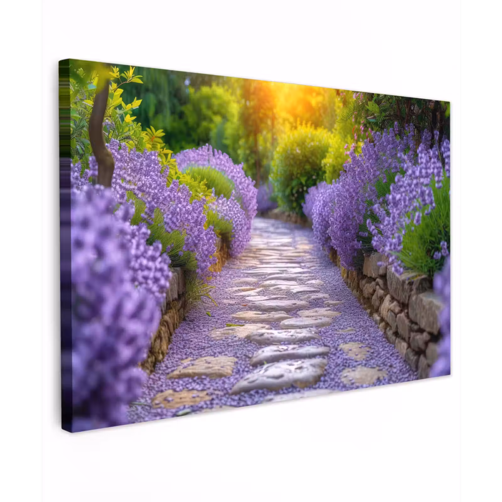 Buiten canvas - Lavendelpad bij zonsondergang — 1