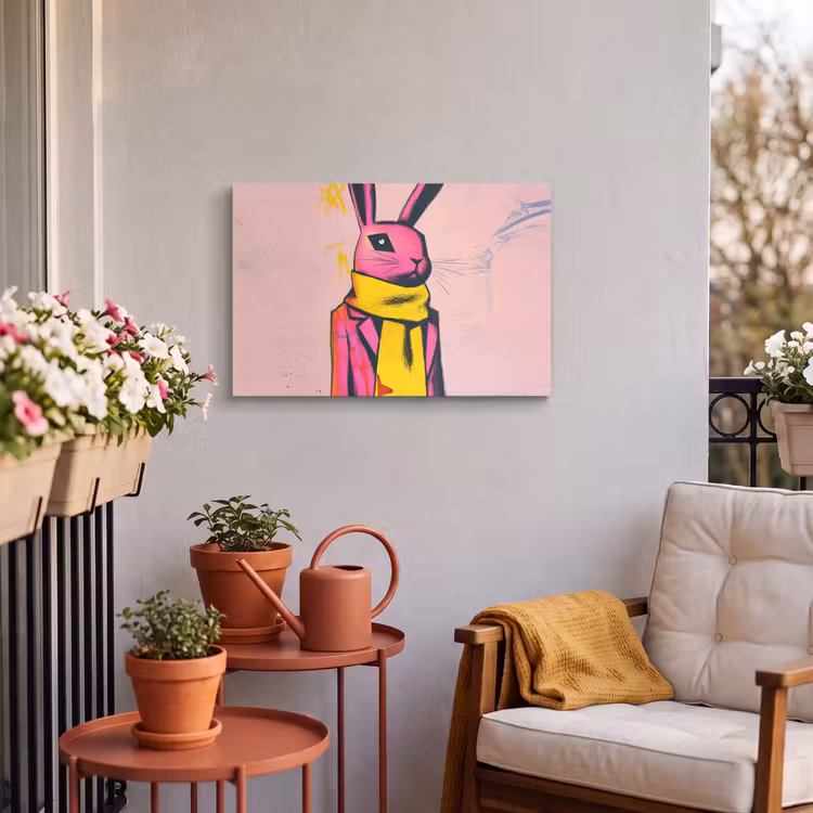 Buiten canvas - Abstract - Konijn - Sjaal - Geel — 4