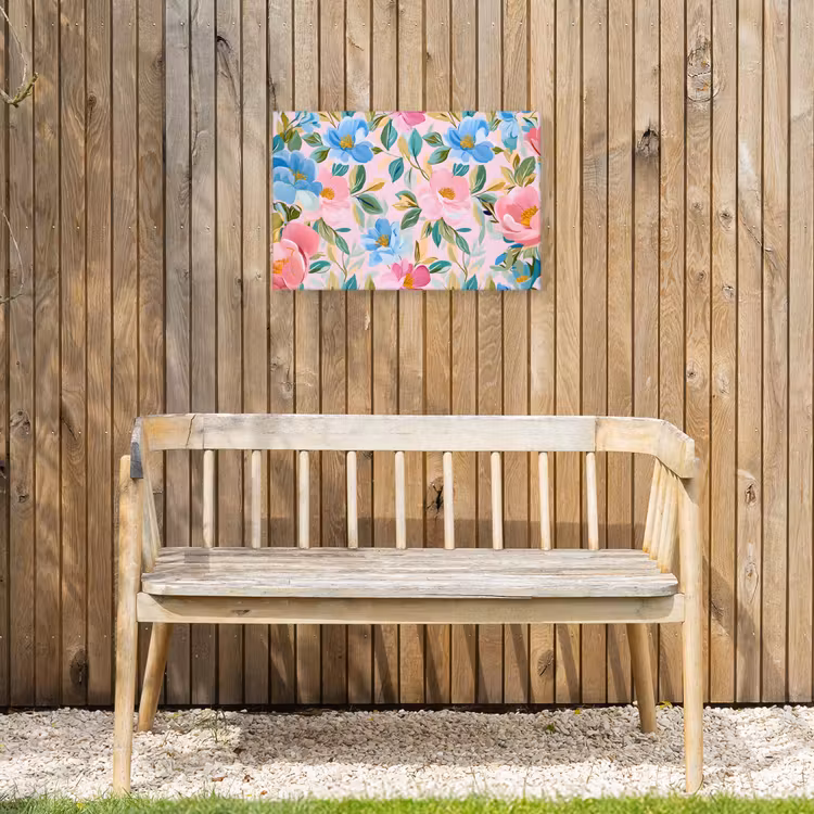 Buiten canvas - Blauw - Roze - Bloemen — 3