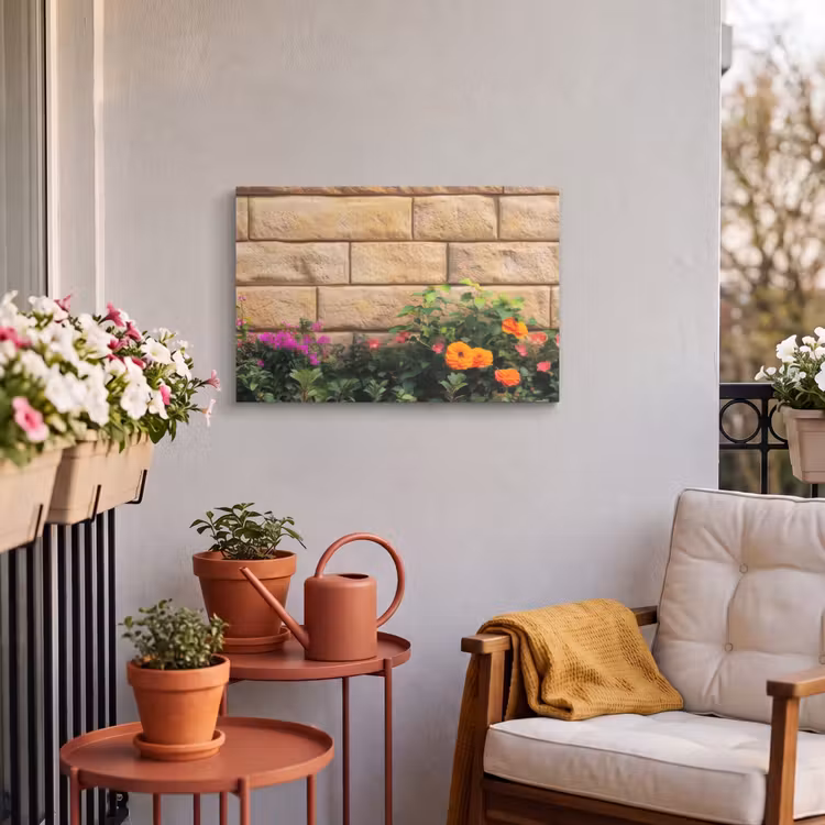 Buiten canvas - Bloemen - Bakstenen - Kleurrijk — 3