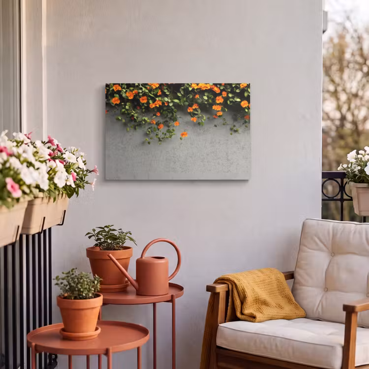 Buiten canvas - Bloemen - Muur - Oranje — 3