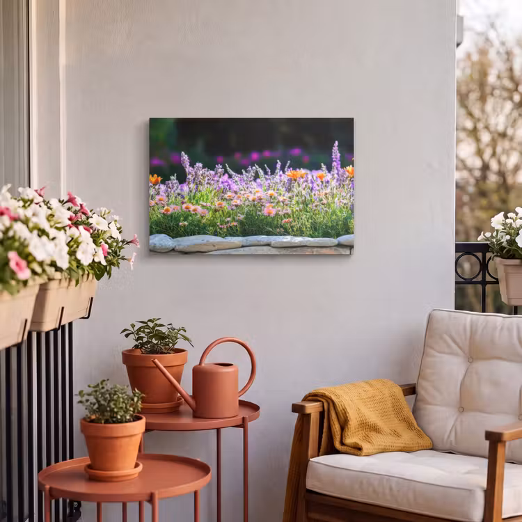 Buiten canvas - Bloemen - Steenrand - Kleurrijk — 3