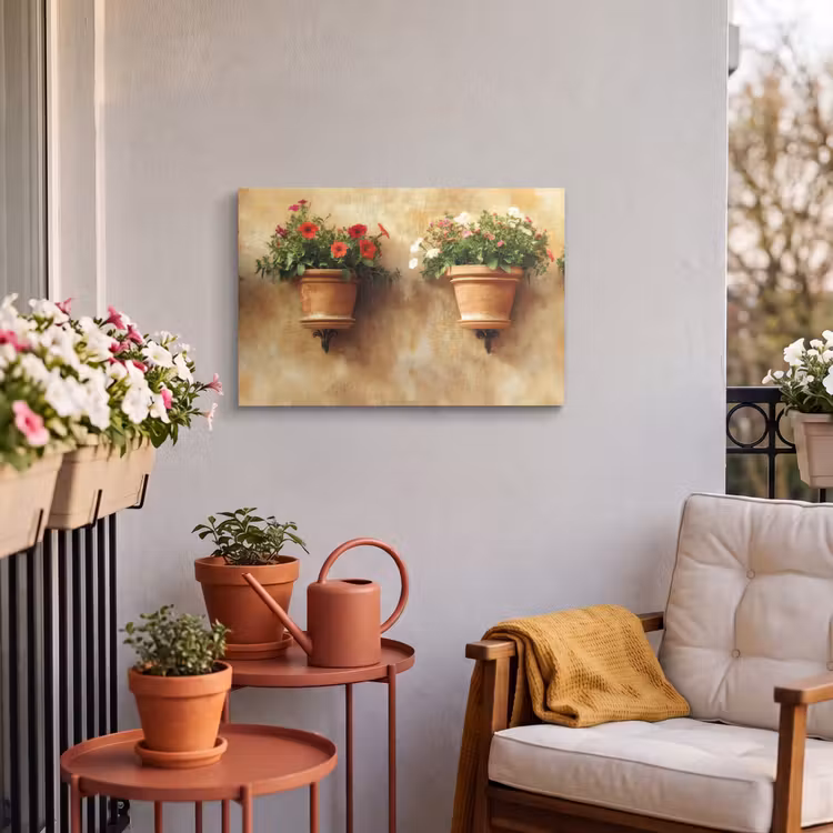 Buiten canvas - Bloempotten - Muur - Vintage — 3