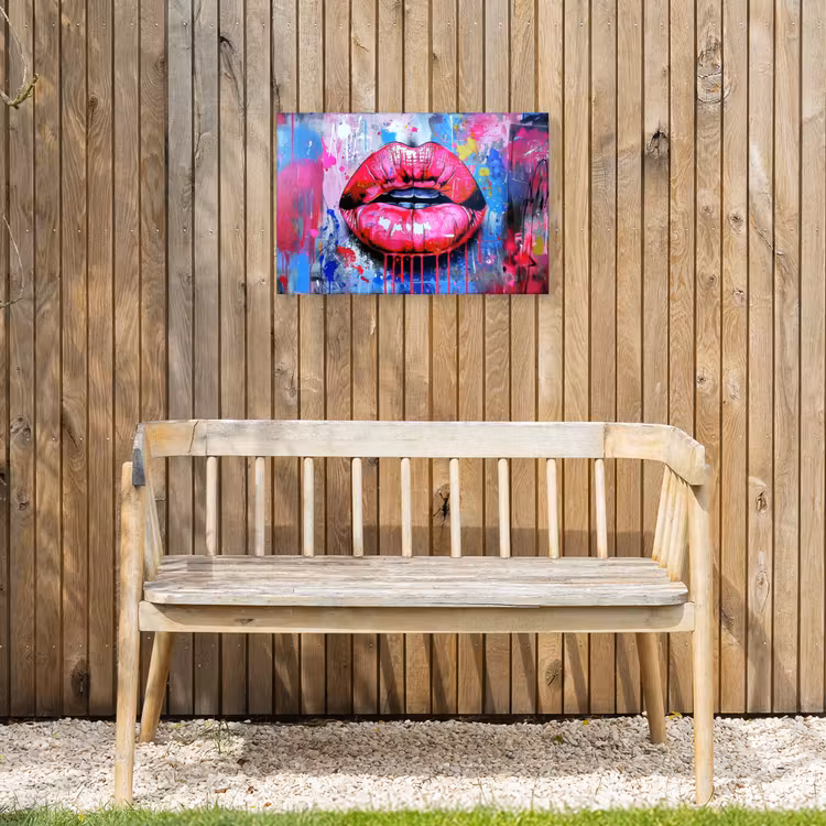 Buiten canvas - Graffiti - Lippen - Felroze - Geschilderd — 3