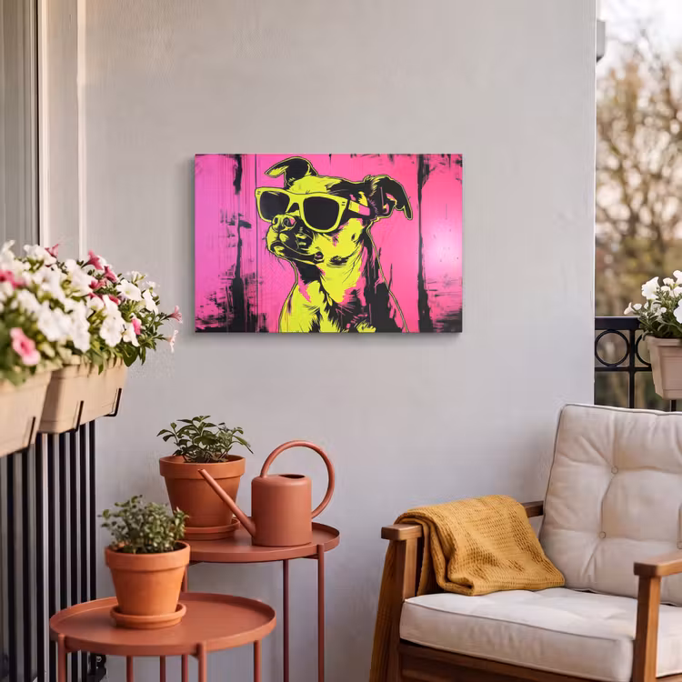 Buiten canvas - Hond - Zonnebril - Roze - Art — 4