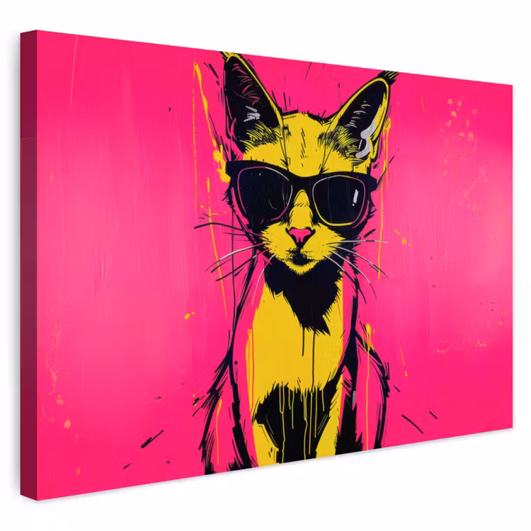Buiten canvas - Kat - Art - Zonnebril - Roze — 1