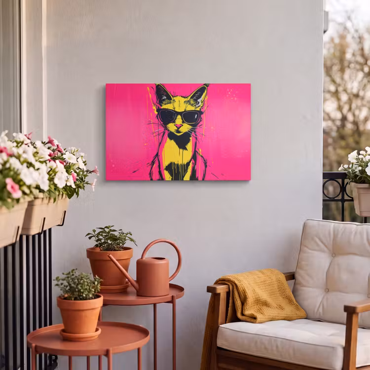 Buiten canvas - Kat - Art - Zonnebril - Roze — 4