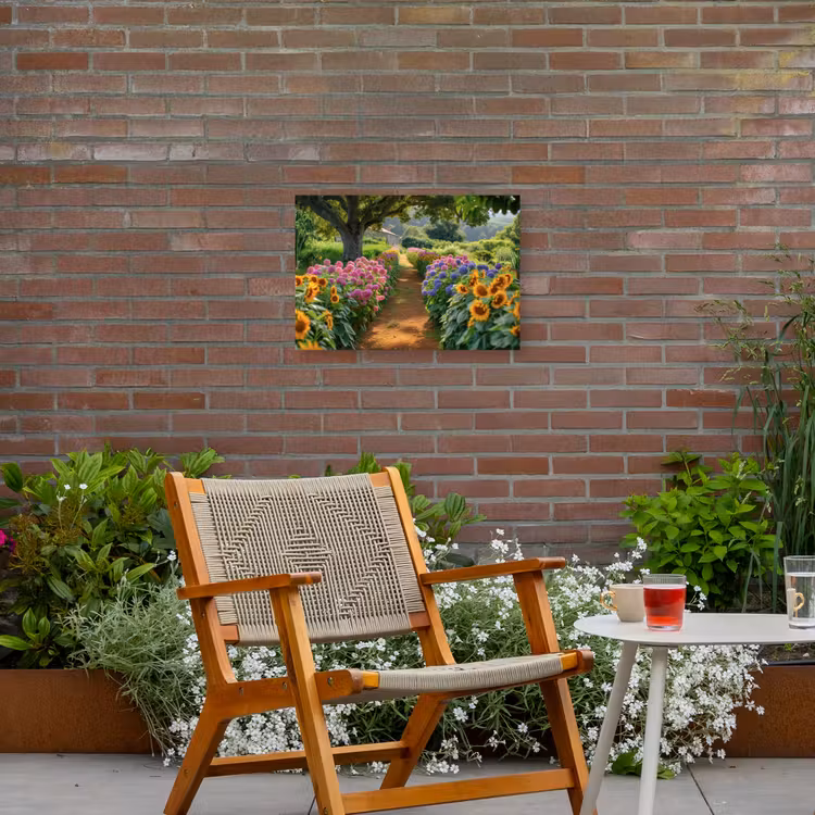 Buiten canvas - Kleurrijk Tuinpad — 2