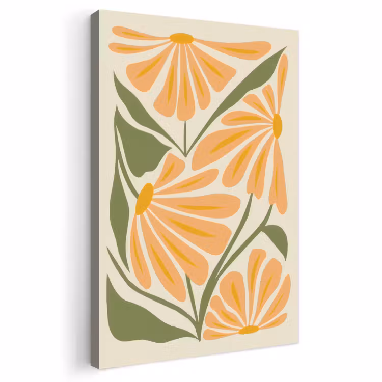 Buiten canvas - Blaadjes - Zachtoranje - Bloemen — 1