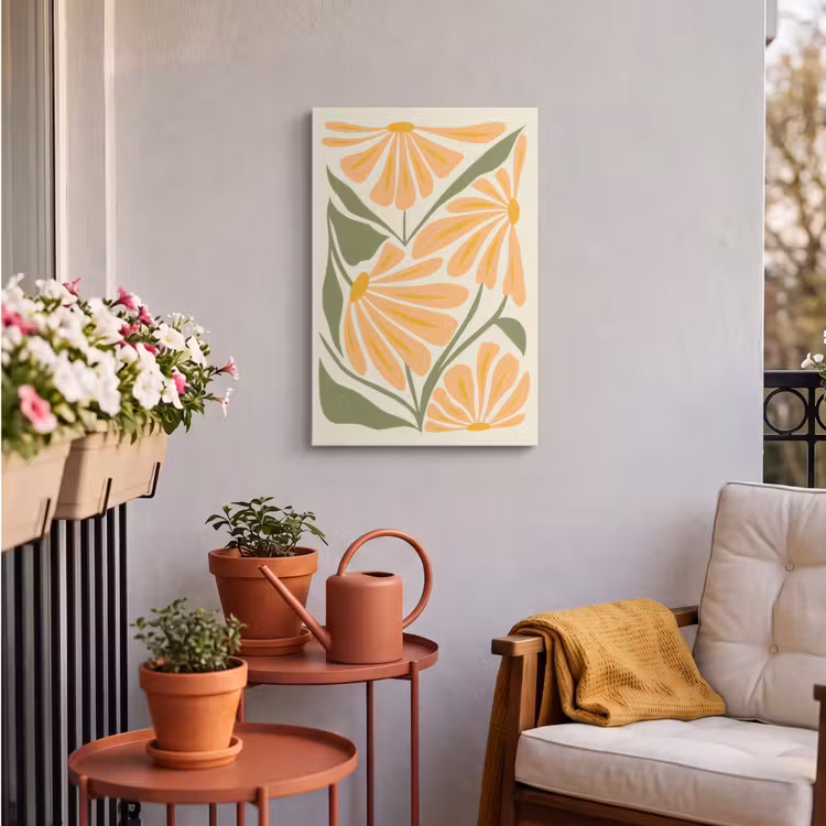 Buiten canvas - Blaadjes - Zachtoranje - Bloemen — 4