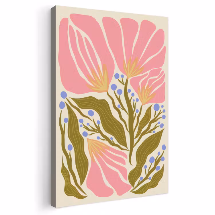 Buiten canvas - Bloemen - Bladeren - Abstract - Roze — 1