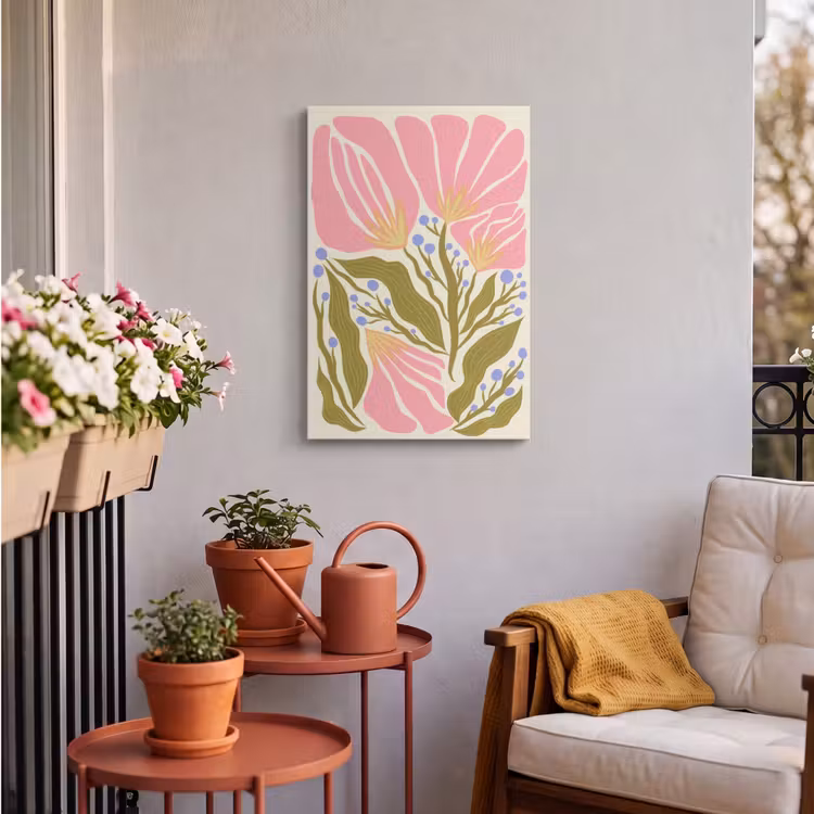 Buiten canvas - Bloemen - Bladeren - Abstract - Roze — 4