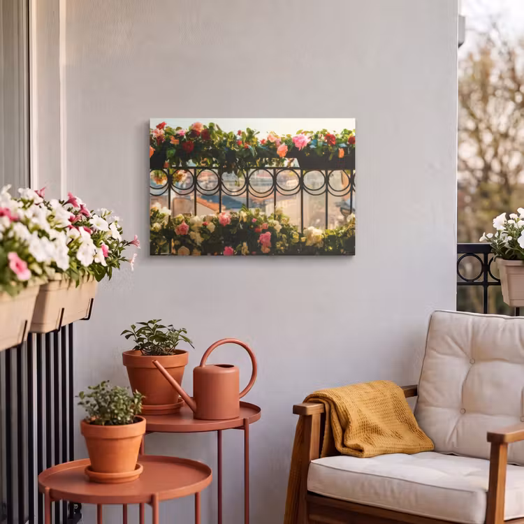 Buiten canvas - Bloemen - Hek - Stadszicht - Zomer — 3