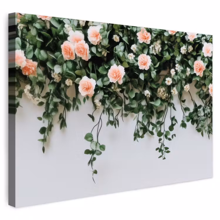 Buiten canvas - Bloemen - Muur - Rozen - Groen — 1